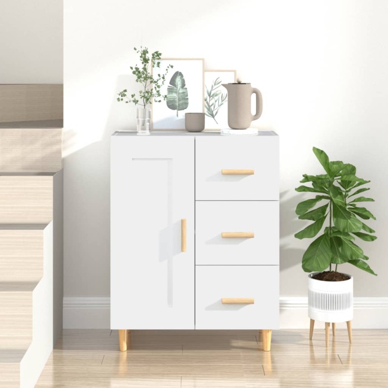 Credenza Bianca 69,5x34x90 cm in Legno Multistrato Credenza Bianca 69,5x34x90 cm in Legno Multistrato