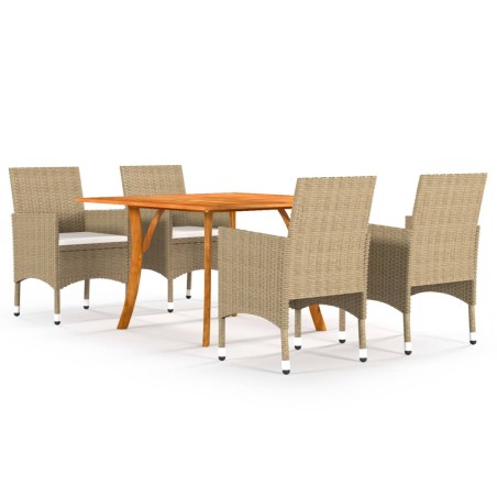 vidaXL Set Mobili da Pranzo per Giardino 5 pz Beige 