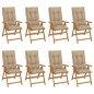 vidaXL Sedie Reclinabili da Giardino con Cuscini 8 pz Massello di Teak vidaXL Sedie Reclinabili da Giardino con Cuscini 8 pz Massello di Teak