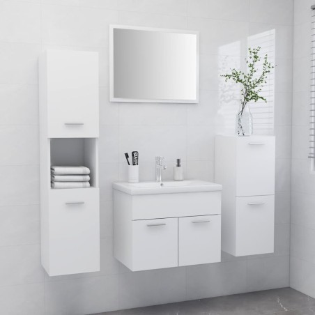 vidaXL Set Mobili da Bagno Bianco in Truciolato