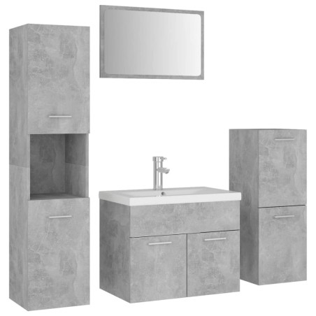 vidaXL Set Mobili da Bagno Grigio Cemento in Truciolato