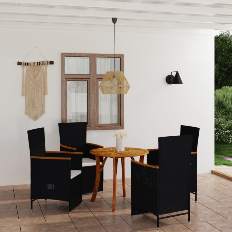 vidaXL Set Mobili da Pranzo per Giardino 5 pz Nero vidaXL Set Mobili da Pranzo per Giardino 5 pz Nero