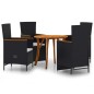 vidaXL Set Mobili da Pranzo per Giardino 5 pz Nero vidaXL Set Mobili da Pranzo per Giardino 5 pz Nero