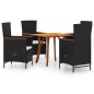 vidaXL Set Mobili da Pranzo per Giardino 5 pz Nero