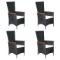 vidaXL Set Mobili da Pranzo per Giardino 5 pz Nero