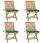 vidaXL Sedie da Giardino Pieghevoli con Cuscini 4 pz Massello di Teak vidaXL Sedie da Giardino Pieghevoli con Cuscini 4 pz Massello di Teak