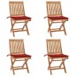 vidaXL Sedie da Giardino Pieghevoli con Cuscini 4 pz Massello di Teak vidaXL Sedie da Giardino Pieghevoli con Cuscini 4 pz Massello di Teak