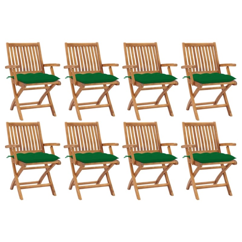 vidaXL Sedie da Giardino Pieghevoli con Cuscini 8 pz Massello di Teak vidaXL Sedie da Giardino Pieghevoli con Cuscini 8 pz Massello di Teak