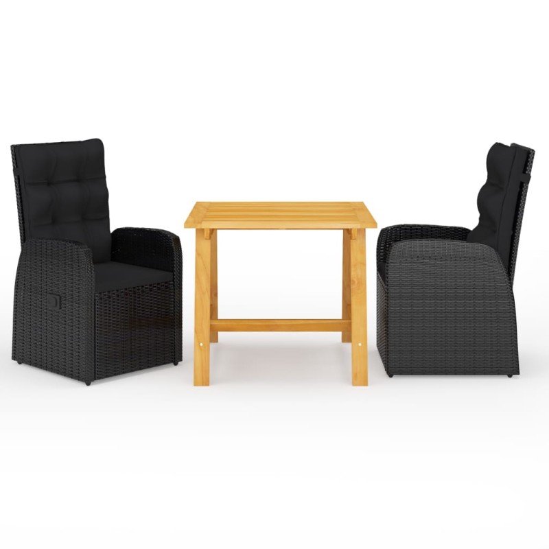vidaXL Set Mobili da Pranzo per Giardino 3 pz Nero vidaXL Set Mobili da Pranzo per Giardino 3 pz Nero