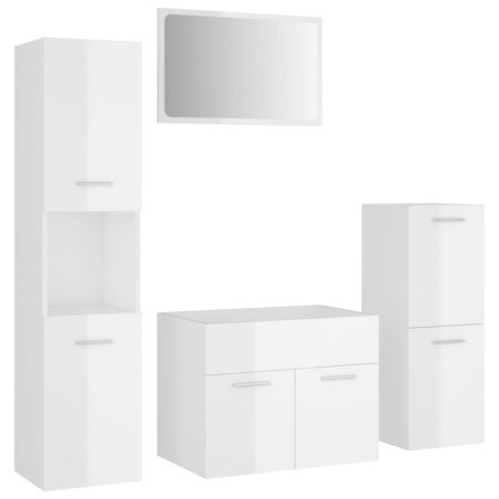 vidaXL Set Mobili da Bagno Bianco Lucido in Truciolato