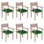 vidaXL Sedie da Giardino Impilabili con Cuscini 6 pz Massello di Teak vidaXL Sedie da Giardino Impilabili con Cuscini 6 pz Massello di Teak