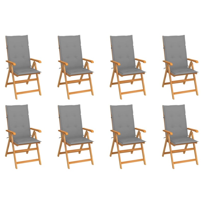 vidaXL Sedie Reclinabili da Giardino con Cuscini 8 pz Massello di Teak vidaXL Sedie Reclinabili da Giardino con Cuscini 8 pz Massello di Teak