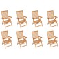 vidaXL Sedie Reclinabili da Giardino con Cuscini 8 pz Massello di Teak vidaXL Sedie Reclinabili da Giardino con Cuscini 8 pz Massello di Teak