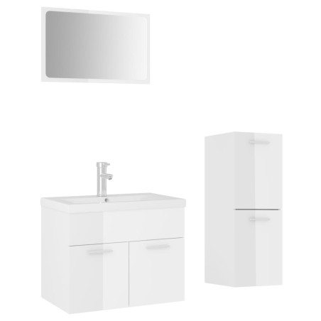 vidaXL Set Mobili da Bagno Bianco Lucido in Truciolato