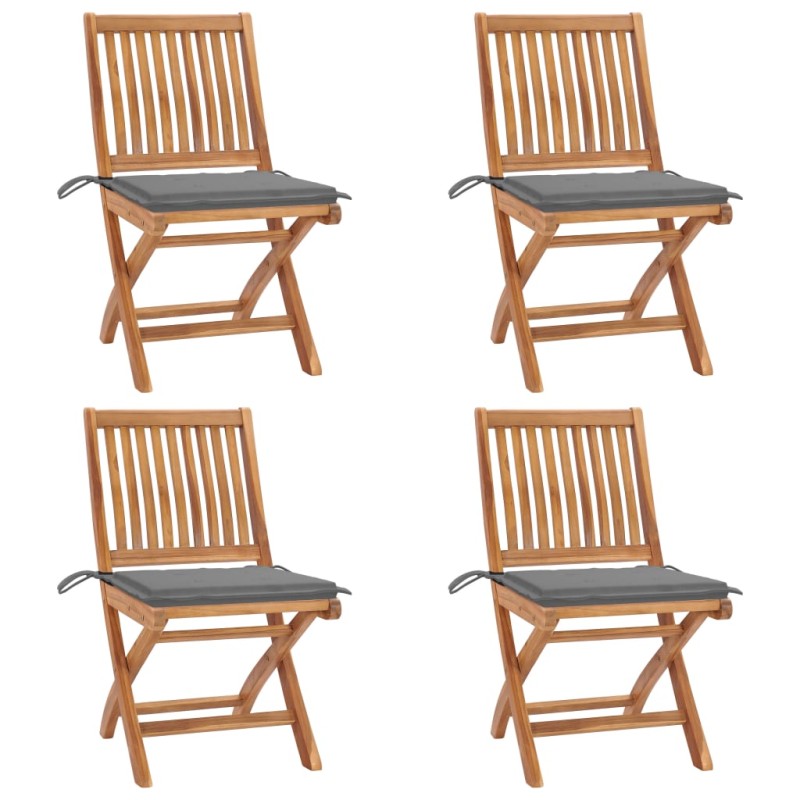 vidaXL Sedie da Giardino Pieghevoli con Cuscini 4 pz Massello di Teak vidaXL Sedie da Giardino Pieghevoli con Cuscini 4 pz Massello di Teak