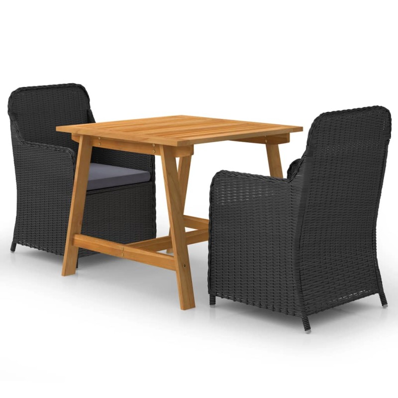 vidaXL Set Mobili da Pranzo per Giardino 3 pz Nero vidaXL Set Mobili da Pranzo per Giardino 3 pz Nero