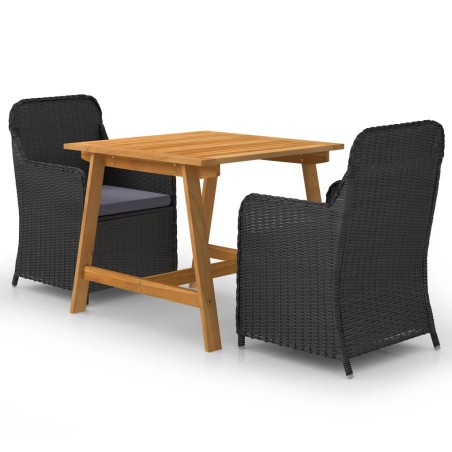 vidaXL Set Mobili da Pranzo per Giardino 3 pz Nero