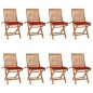vidaXL Sedie da Giardino Pieghevoli con Cuscini 8 pz Massello di Teak vidaXL Sedie da Giardino Pieghevoli con Cuscini 8 pz Massello di Teak