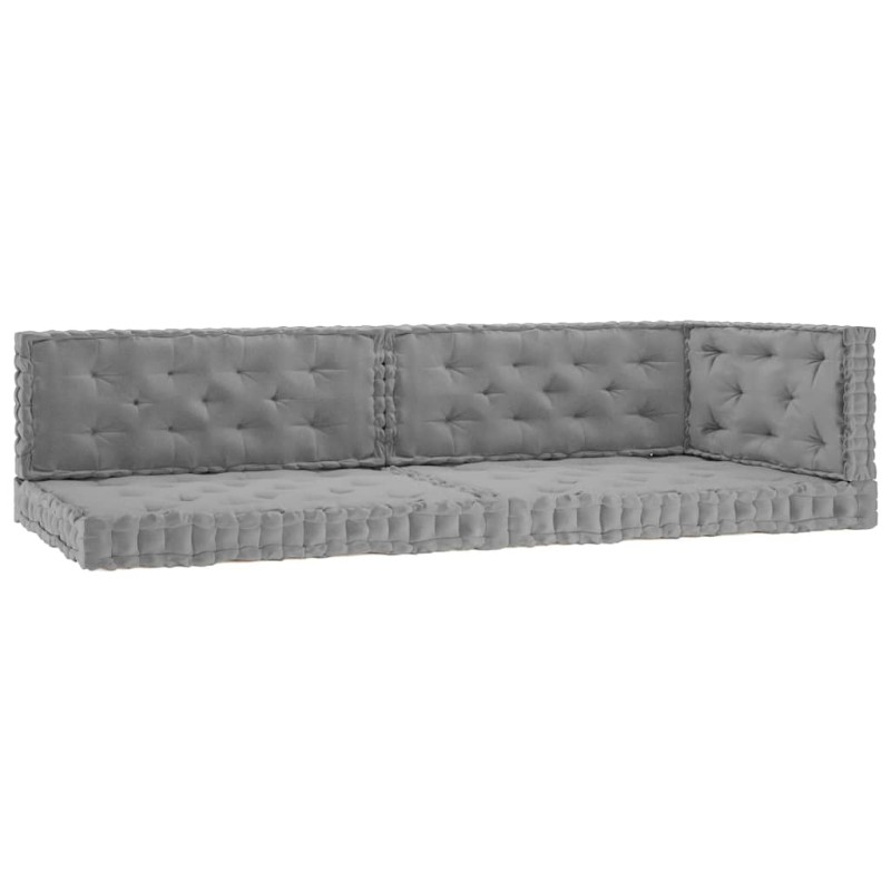vidaXL Cuscini per Pallet e Pavimento 5 pz Grigi n Cotone vidaXL Cuscini per Pallet e Pavimento 5 pz Grigi n Cotone