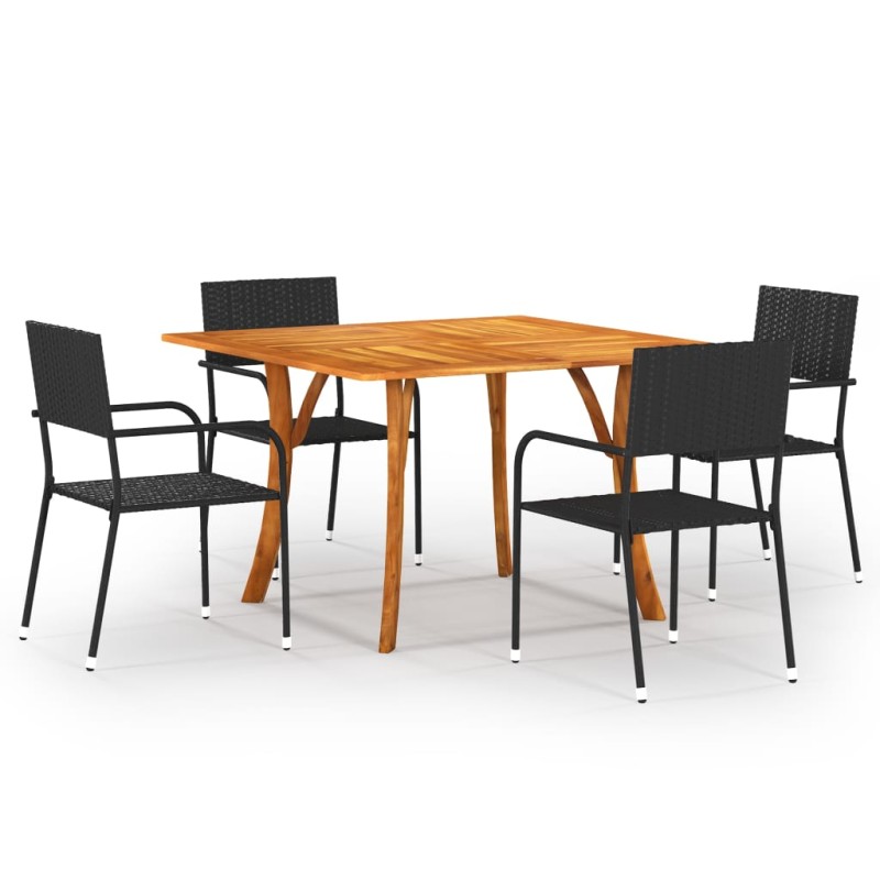 vidaXL Set Mobili da Pranzo per Giardino 5 pz Nero vidaXL Set Mobili da Pranzo per Giardino 5 pz Nero