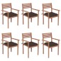 vidaXL Sedie da Giardino Impilabili con Cuscini 6 pz Massello di Teak vidaXL Sedie da Giardino Impilabili con Cuscini 6 pz Massello di Teak