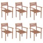 vidaXL Sedie da Giardino Impilabili con Cuscini 6 pz Massello di Teak vidaXL Sedie da Giardino Impilabili con Cuscini 6 pz Massello di Teak