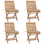 vidaXL Sedie da Giardino Pieghevoli con Cuscini 4 pz Massello di Teak vidaXL Sedie da Giardino Pieghevoli con Cuscini 4 pz Massello di Teak