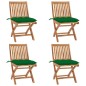 vidaXL Sedie da Giardino Pieghevoli con Cuscini 4 pz Massello di Teak vidaXL Sedie da Giardino Pieghevoli con Cuscini 4 pz Massello di Teak