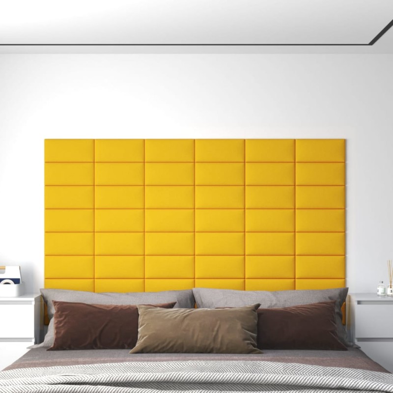 Pannelli Murali 12 pz Gialli 30x15 cm Velluto 0,54 m² Pannelli Murali 12 pz Gialli 30x15 cm Velluto 0,54 m²