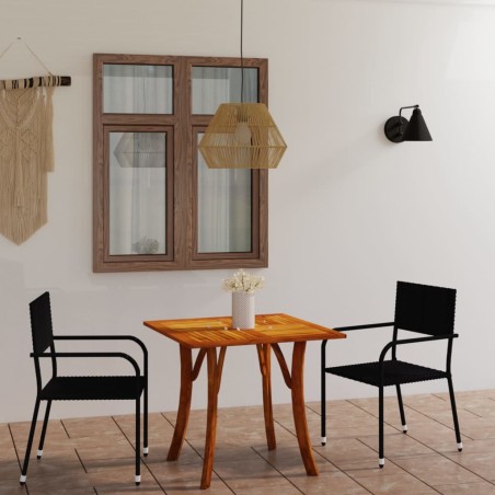vidaXL Set Mobili da Pranzo per Giardino 3 pz Nero