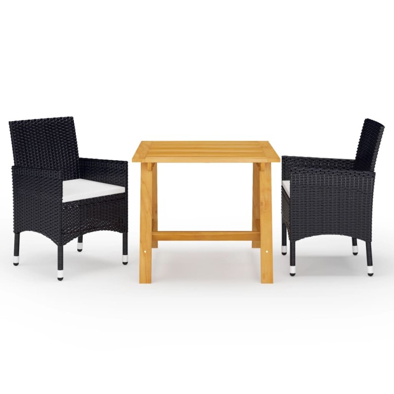 vidaXL Set Mobili da Pranzo per Giardino 3 pz Nero