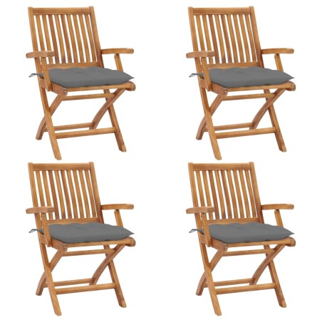 vidaXL Sedie da Giardino Pieghevoli con Cuscini 4 pz Massello di Teak