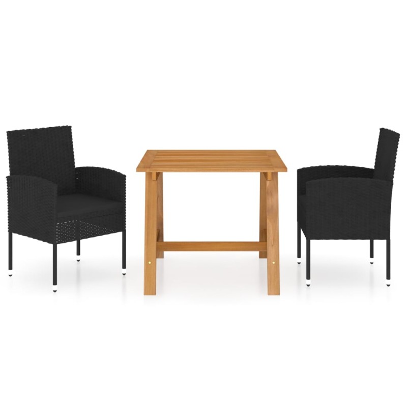 vidaXL Set Mobili da Pranzo per Giardino 3 pz Nero vidaXL Set Mobili da Pranzo per Giardino 3 pz Nero