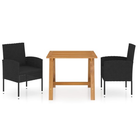 vidaXL Set Mobili da Pranzo per Giardino 3 pz Nero