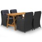 vidaXL Set Mobili da Pranzo per Giardino 5 pz Nero