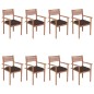 vidaXL Sedie da Giardino Impilabili 8 pz con Cuscini Massello di Teak vidaXL Sedie da Giardino Impilabili 8 pz con Cuscini Massello di Teak