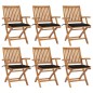 vidaXL Sedie da Giardino Pieghevoli con Cuscini 6 pz Massello di Teak vidaXL Sedie da Giardino Pieghevoli con Cuscini 6 pz Massello di Teak