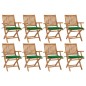 vidaXL Sedie da Giardino Pieghevoli con Cuscini 8 pz Massello di Teak vidaXL Sedie da Giardino Pieghevoli con Cuscini 8 pz Massello di Teak