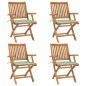 vidaXL Sedie da Giardino Pieghevoli con Cuscini 4 pz Massello di Teak vidaXL Sedie da Giardino Pieghevoli con Cuscini 4 pz Massello di Teak