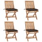 vidaXL Sedie da Giardino Pieghevoli con Cuscini 4 pz Massello di Teak vidaXL Sedie da Giardino Pieghevoli con Cuscini 4 pz Massello di Teak