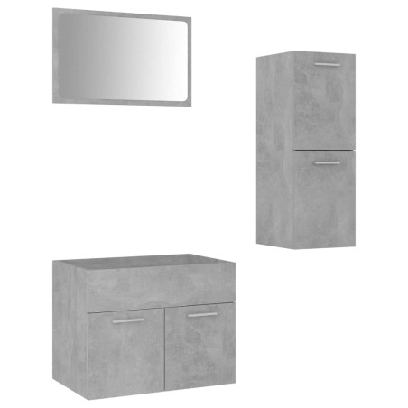 vidaXL Set Mobili da Bagno Grigio Cemento in Truciolato