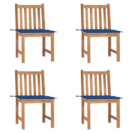 vidaXL Sedie da Giardino 4 pz con Cuscini in Legno Massello di Teak