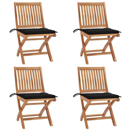 vidaXL Sedie da Giardino Pieghevoli con Cuscini 4 pz Massello di Teak