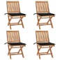 vidaXL Sedie da Giardino Pieghevoli con Cuscini 4 pz Massello di Teak vidaXL Sedie da Giardino Pieghevoli con Cuscini 4 pz Massello di Teak
