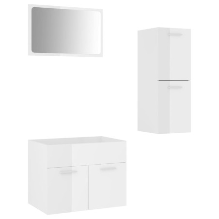 vidaXL Set Mobili da Bagno Bianco Lucido in Truciolato