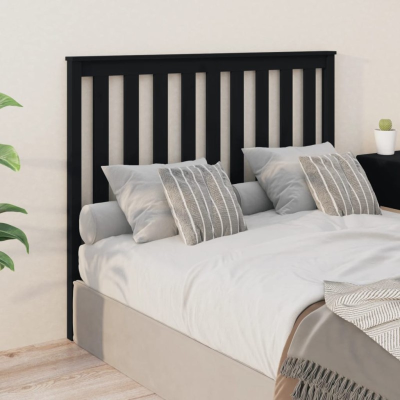 Testiera per Letto Nera 146x6x101 cm in Legno Massello di Pino Testiera per Letto Nera 146x6x101 cm in Legno Massello di Pino
