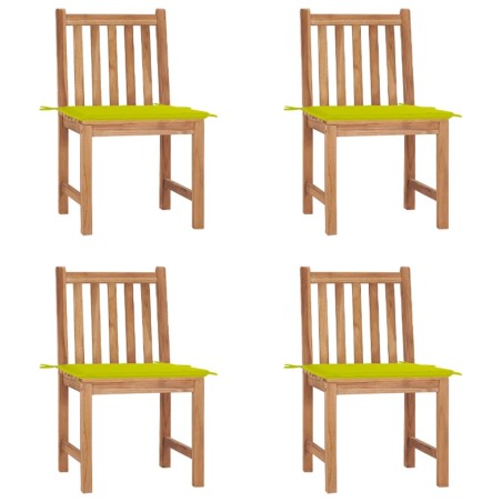 vidaXL Sedie da Giardino 4 pz con Cuscini in Legno Massello di Teak