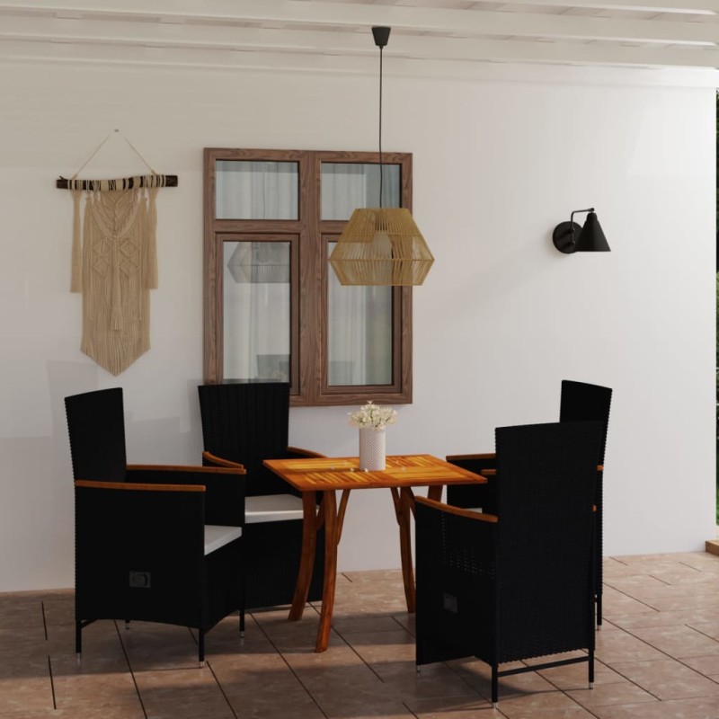 vidaXL Set Mobili da Pranzo per Giardino 5 pz Nero vidaXL Set Mobili da Pranzo per Giardino 5 pz Nero