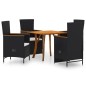 vidaXL Set Mobili da Pranzo per Giardino 5 pz Nero vidaXL Set Mobili da Pranzo per Giardino 5 pz Nero