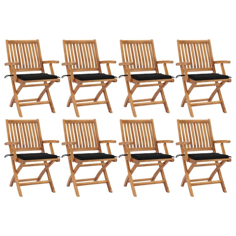 vidaXL Sedie da Giardino Pieghevoli con Cuscini 8 pz Massello di Teak vidaXL Sedie da Giardino Pieghevoli con Cuscini 8 pz Massello di Teak